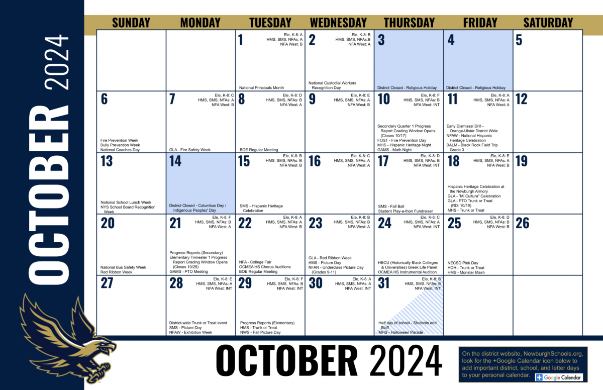 Calendar UPDATE October 2024 (and Reminder) Balmville Elementary